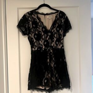 Black & Cream Lace Romper